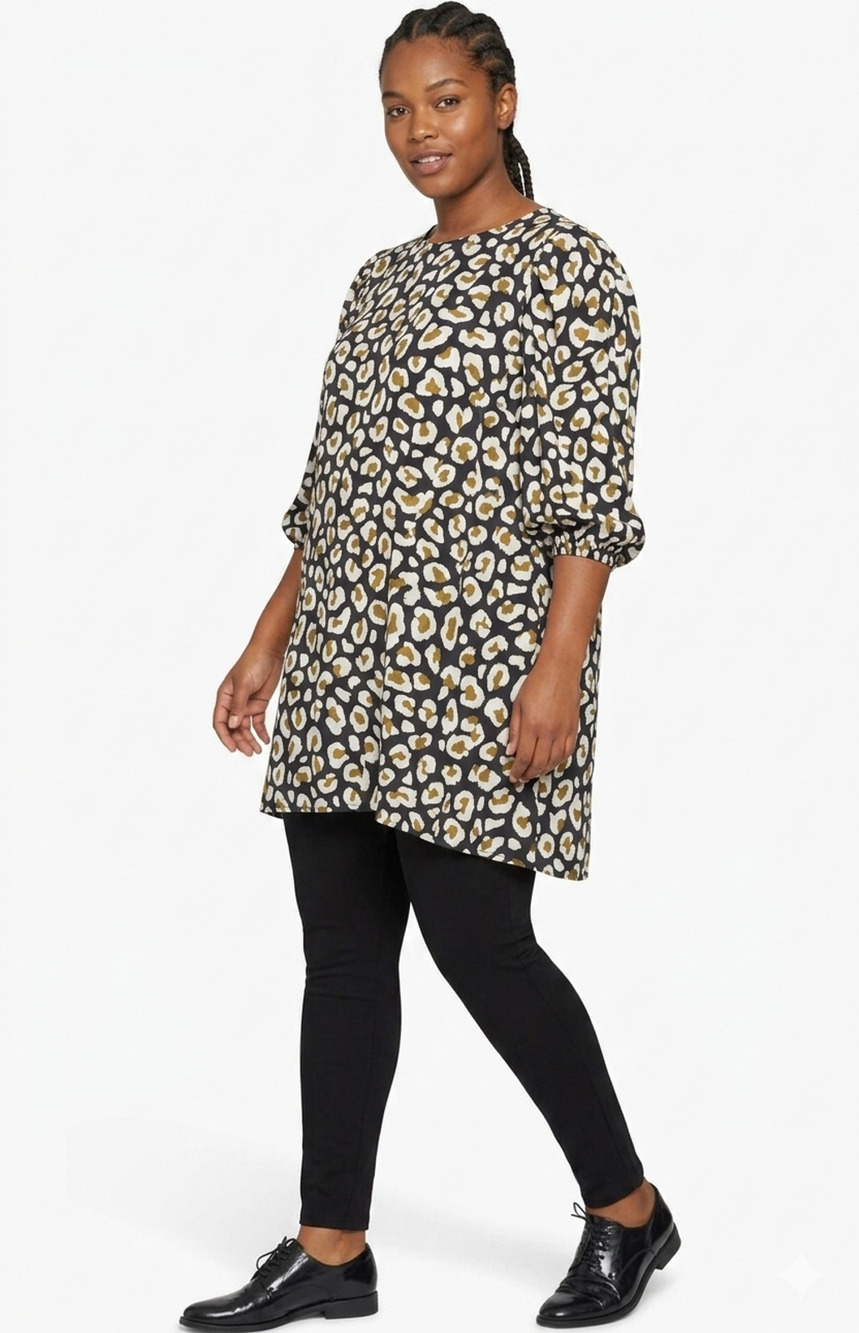 Masai Copenhagen Gunilla spotted Viscose Oversized lagenlook Tunic Top-L fit 3x